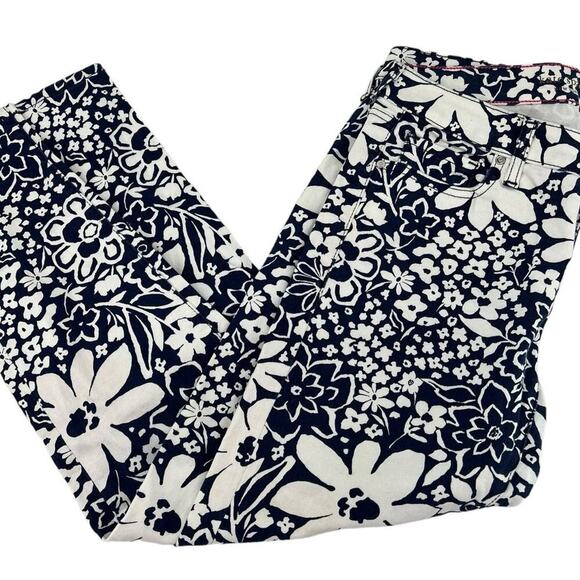 Kate Spade Broome Street Floral Print Pants Jeans Navy and White Women's Size 28 - Picture 3 of 7